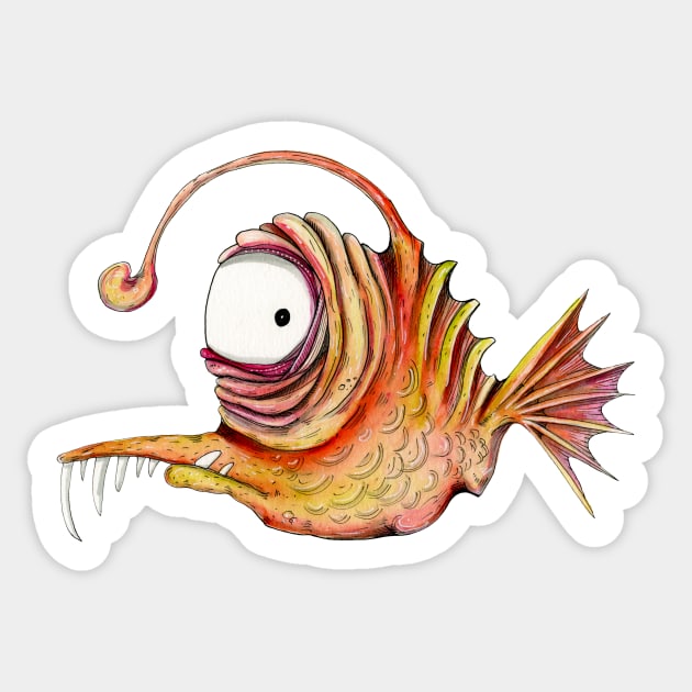 Goldie the mutant goldfish Sticker by Zo Draws Stuff